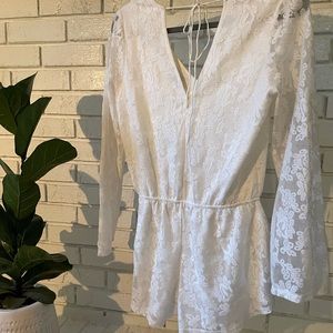 Express Size S White Lace Romper